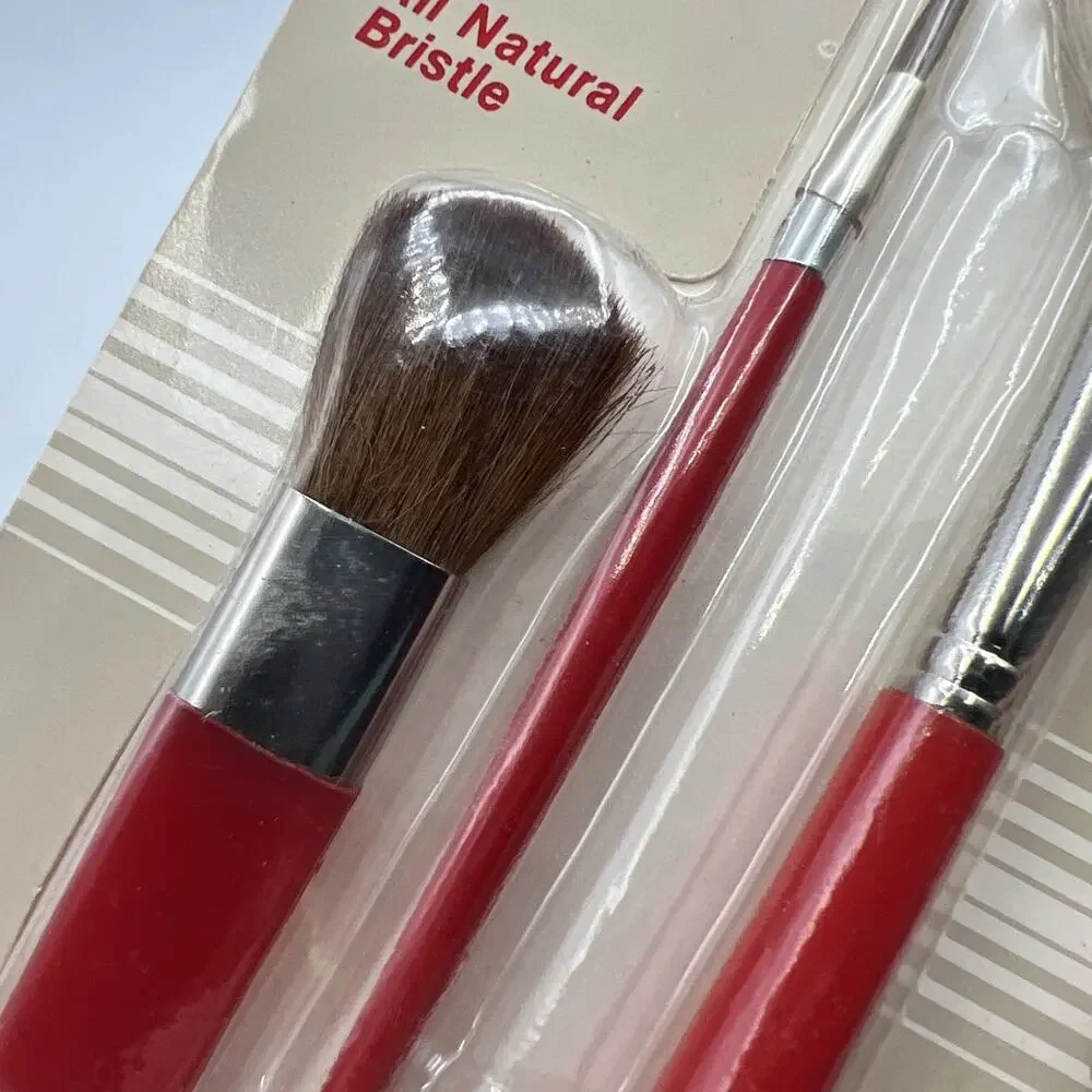 Vintage Cover Girl Makeup Mates Just Basics Face Kit Brushes 10009 Red NEW
